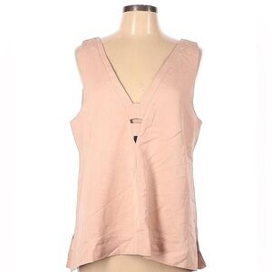 NWT Reiss Emi Linen Blend Top V Neck with Cut Outs Sleeveless Neutral Blush SZ 2